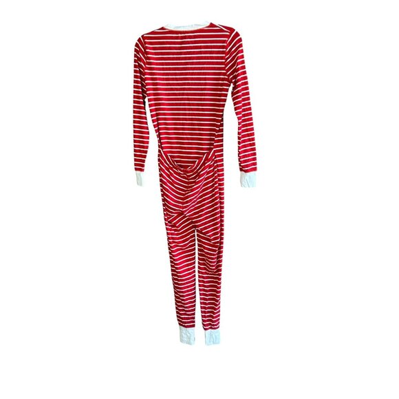 J. Crew Red Striped Union Suit 1 Piece Pajamas Long Johns Size Small - Picture 2 of 10